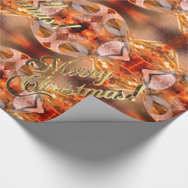 Merry Christmas Red Faux Gold Script Elegant Chic Wrapping Paper (Corner)