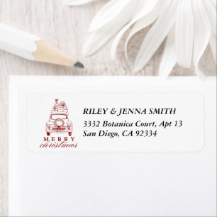 Merry Christmas Red Festive Retro Address
