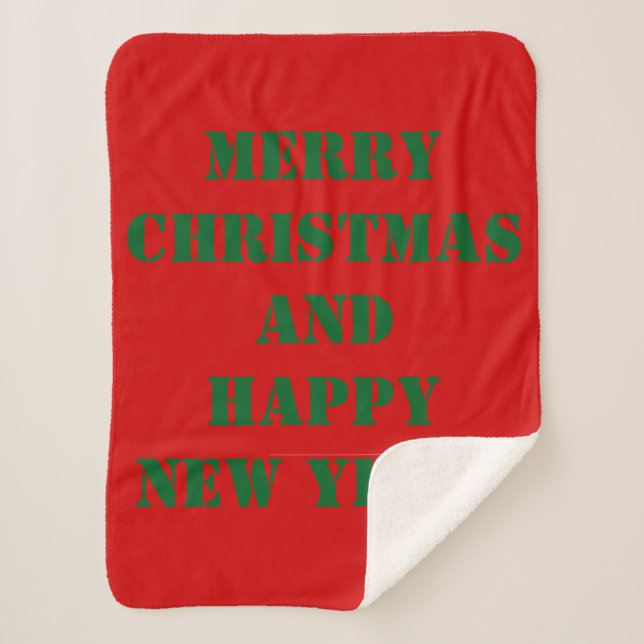Merry Christmas Red Fleece Blanket (Front)