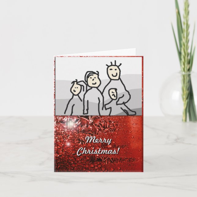 Merry Christmas Red Frost with Photo Holiday Card (Front)