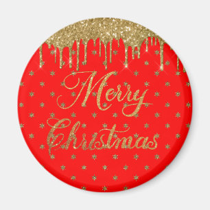 Merry christmas- red glitter magnet