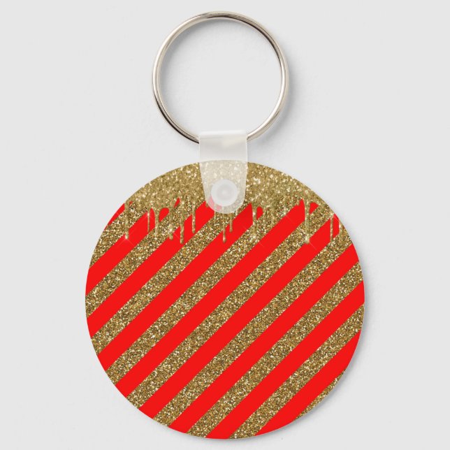 Merry christmas - red glitter strip   keychain (Front)