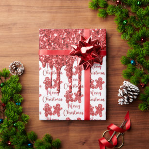 Merry christmas red glitter wrapping paper
