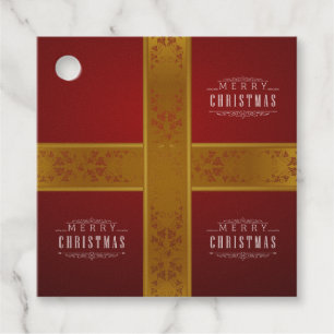 Merry Christmas Red Gold Gift Tag
