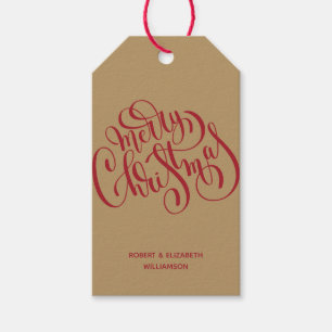 Merry Christmas Red Gold Holiday Gift Tags