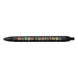 Merry Christmas red, green, black and brown text Ink Pen