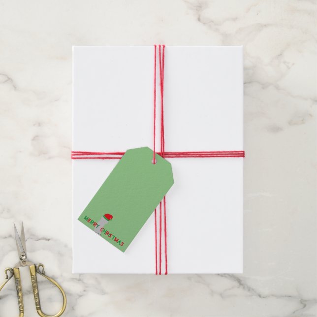 merry christmas red green elf character favour tag (With Twine)