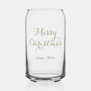 merry christmas red green name love stylish modern can glass