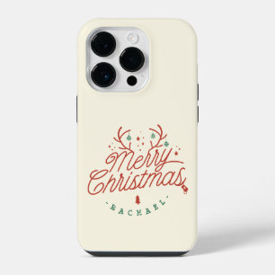 Merry Christmas Red Green Personalized Reindeer iPhone 14 Pro Case