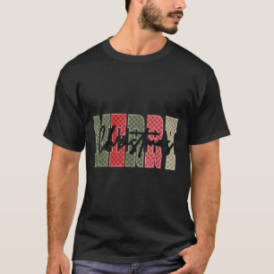 Merry Christmas Red Green Plaid Checkered Xmas Gir T-Shirt