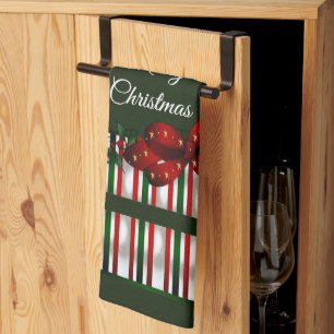 Merry Christmas Red Green Plaid Kitchen Towel
