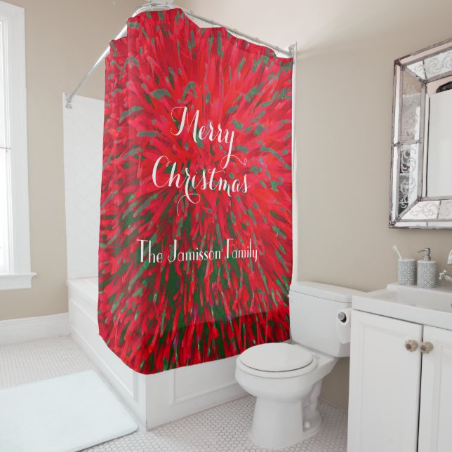 Merry Christmas Red Green Seasonal Abstract, Name, (In Situ)