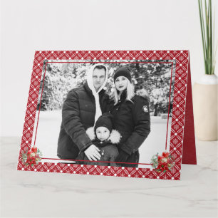 Merry Christmas Red Green Snowflake 1 Photo  Thank You Card
