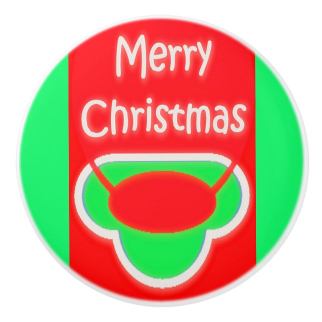 MERRY CHRISTMAS RED GREEN TEXTED CERAMIC PULL (Front)