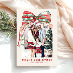 Merry Christmas Red Green Watercolor Holiday Card