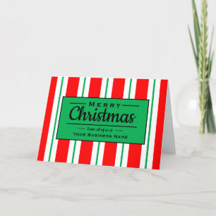 Merry Christmas Red Green White Stripes Corporate Holiday Card