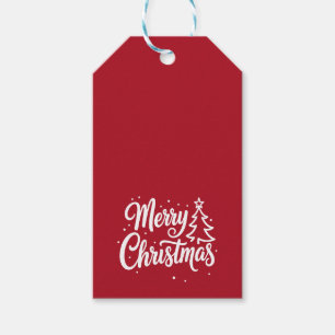 Merry Christmas Red Holiday Gift Tags