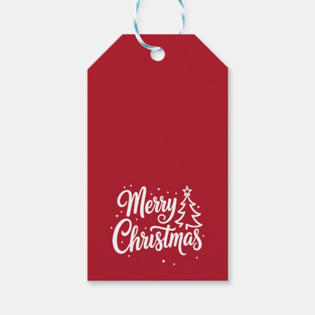Merry Christmas Red Holiday Gift Tags (Front)