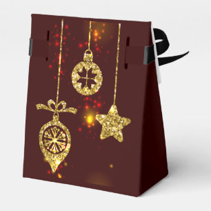 Merry Christmas Red Holiday Glitter Sparkling Favor Box