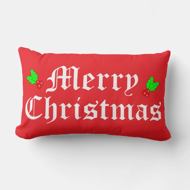 Merry Christmas Red Holiday Pillow (Front)