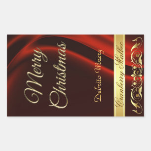 Merry Christmas Red Holiday Scroll Wine Sticker
