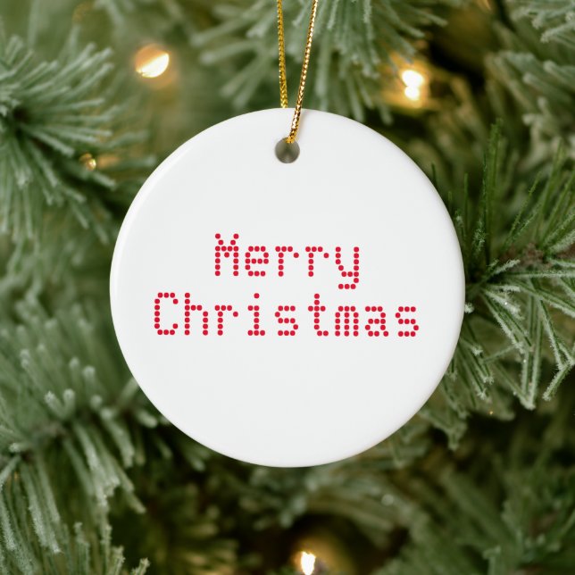 "Merry Christmas" red letters white background Ceramic Ornament (Tree)
