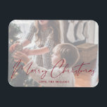 Merry Christmas Red Minimalist Photo Magnet<br><div class="desc">Send some Christmas Joy that can be continued throughout the year on a refrigerator or magnetic surface with your Merry Christmas Red Minimalist Photo Magnet.</div>