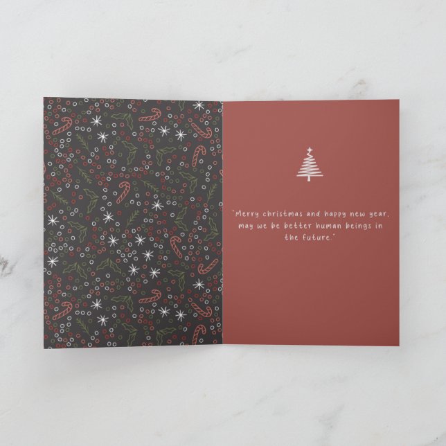 Merry Christmas Red Modern Card (Inside)