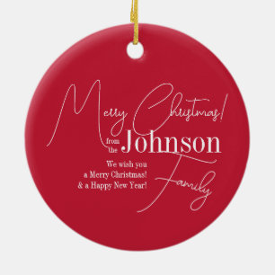 Merry Christmas Red Modern Ceramic Ornament