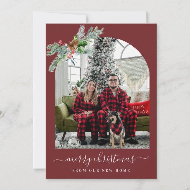 Merry Christmas Red Moving Announcement Card (Front)