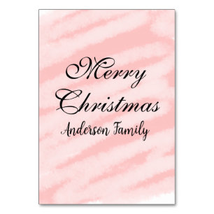 Merry Christmas red pastel watercolor abstract tex Table Number