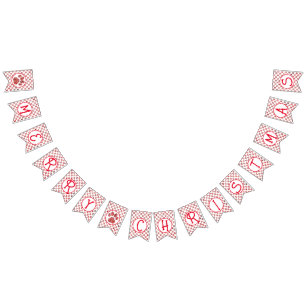 Merry Christmas Red Paw Silhouette w/ 2images Bunting Flags