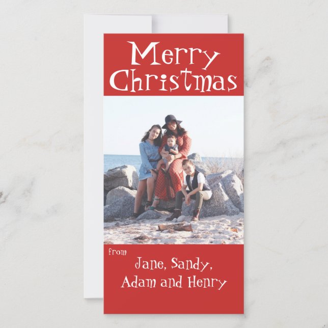 Merry Christmas Red Photo Card (Front)