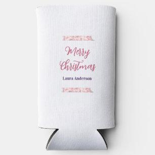 merry christmas red pink glitter lines name retro seltzer can cooler