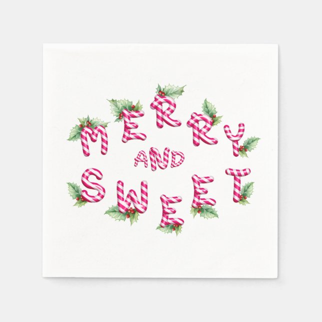 Merry Christmas Red Pink Holiday Party Napkins (Front)