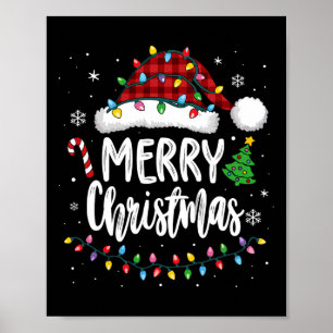 Merry Christmas Red Plaid Family Lights Xmas Men W Poster