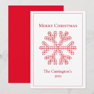 Merry Christmas Red Plaid Snowflake Rustic
