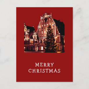 Merry Christmas red postcard