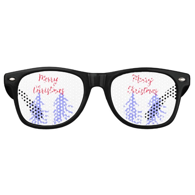 Merry Christmas red purple pastel pine tree waterc Retro Sunglasses (Front)