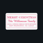 Merry Christmas Red Return Address Label<br><div class="desc">Add some extra cheer to your holiday cards and invitations with our festive Merry Christmas return address labels. This stylish Christmas design features 'Merry Christmas' in red elegant script calligraphy and modern typography. Simply add your name and address. Exclusively designed for you by Happy Dolphin Studio. If you need any...</div>