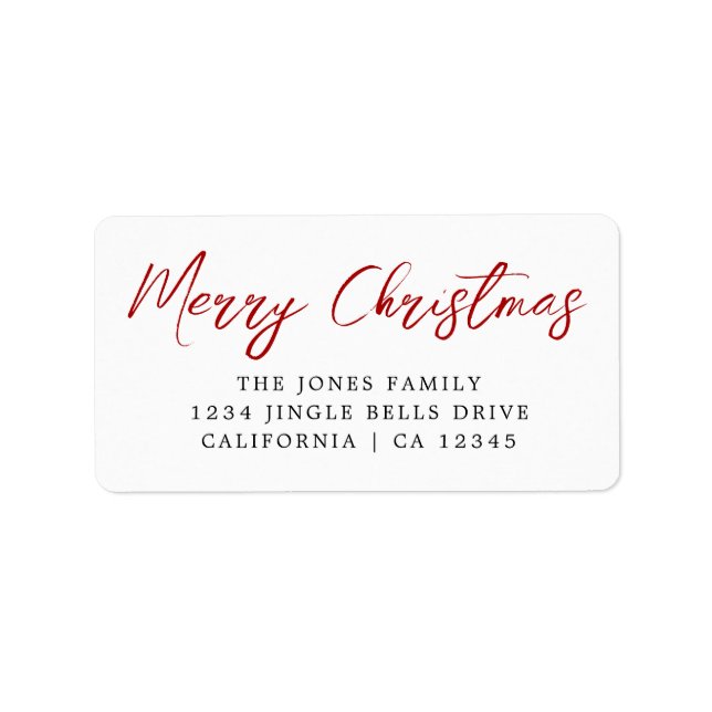 Merry Christmas Red Return Address Label (Front)