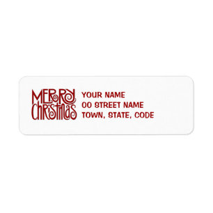 Merry Christmas red Return Address Label