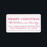 Merry Christmas Red Return Address Label<br><div class="desc">Add some extra cheer to your holiday cards and invitations with our festive Merry Christmas return address labels. This stylish Christmas design features 'Merry Christmas' in red elegant script calligraphy and modern typography. Simply add your name and address. Exclusively designed for you by Happy Dolphin Studio. If you need any...</div>