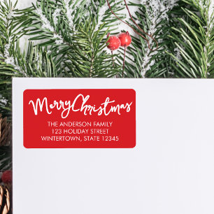 Merry Christmas Red Return Address Label