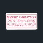 Merry Christmas Red Return Address Label<br><div class="desc">Add some extra cheer to your holiday cards and invitations with our festive Merry Christmas return address labels. This stylish Christmas design features 'Merry Christmas' in red elegant script calligraphy and modern typography. Simply add your name and address. Exclusively designed for you by Happy Dolphin Studio. If you need any...</div>