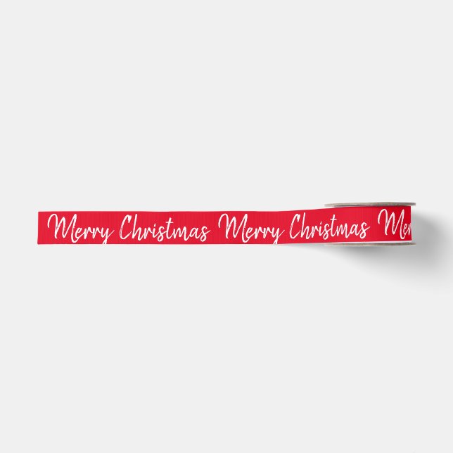 Merry Christmas Red Ribbon Grosgrain Ribbon (Front)