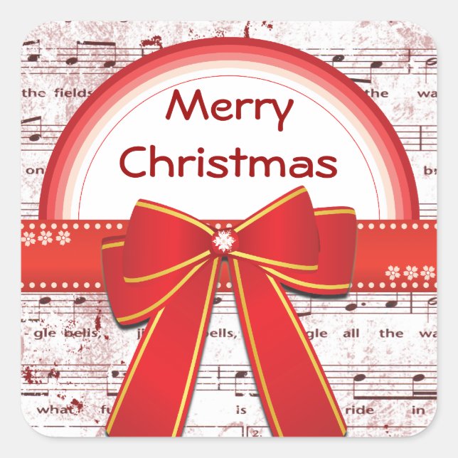 Merry Christmas red ribbon notes Sticker (Front)