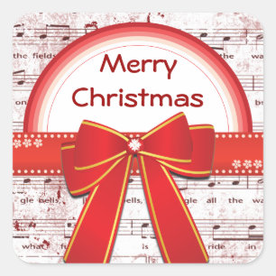 Merry Christmas red ribbon notes Sticker