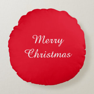 Merry Christmas Red Round Pillow