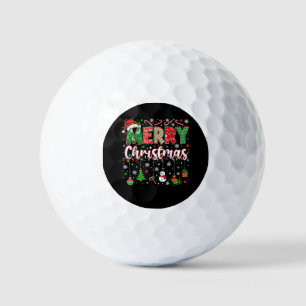 Merry Christmas Red Santa Hat Reindeer Santa Match Golf Balls